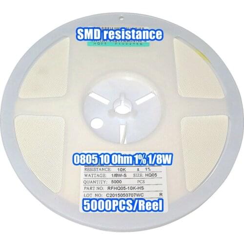 1 Reel 0805 10R 10 Ohm 1% 1/8W SMD Resistance 5000PCS/Reel