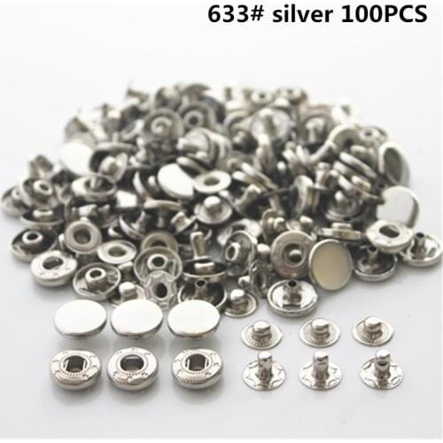 100 sets of 633 silver copper 1.2 cm snap button snap fastener four coat buckles manual accessories fall down coat buttons