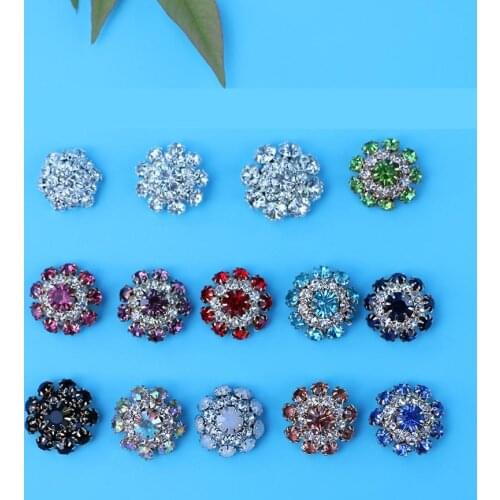 2pc Colorful Crystal Wedding Garment Diamond Buttons Flowers Rhinestones Buttons Diy Accessory Decorative Coats Shank Button