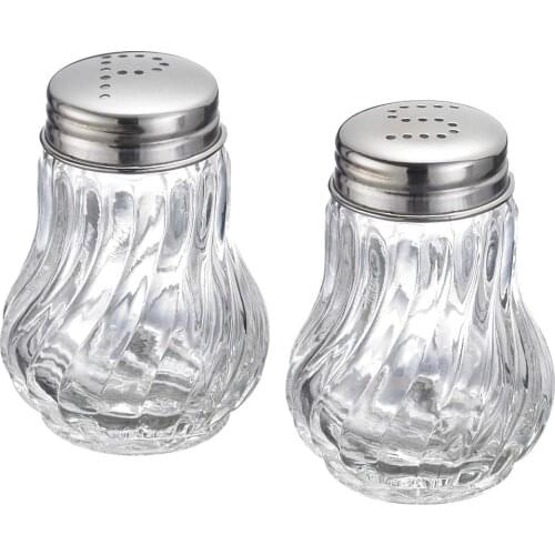 2Pcs Kitchen Spice Salt Pepper Seasoning Shaker Jar BBQ Cooking Glass Bottle