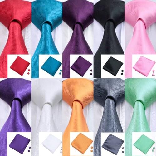 2018 Design New Mens Necktie Green Solid Color Plain Silk Tie Sets Ties for mens gravata For Wedding Party Business FA-371