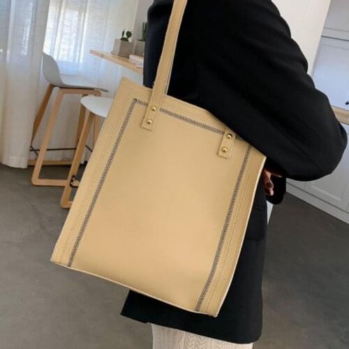2020 PU Shopping Bag Retro Style Solid Color Shoulder Bag trendy Wild Large Capacity Handbag