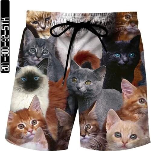 2021Mens animal print beach shorts 3D model cat board shorts for men and women new fashion summer print cute cat beach shorts