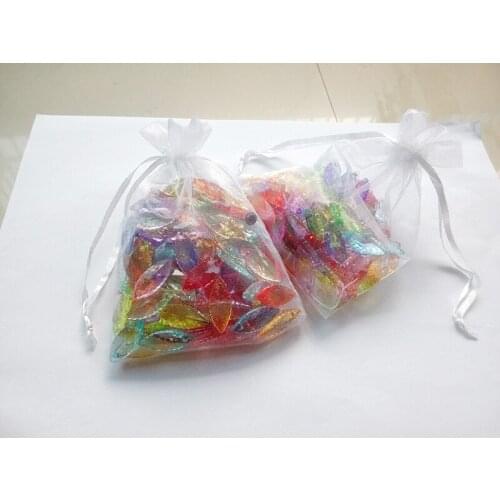 50pcs 15*20 White gift bags for jewelry/wedding/christmas/birthday Organza Bags with handles Packaging Yarn bag