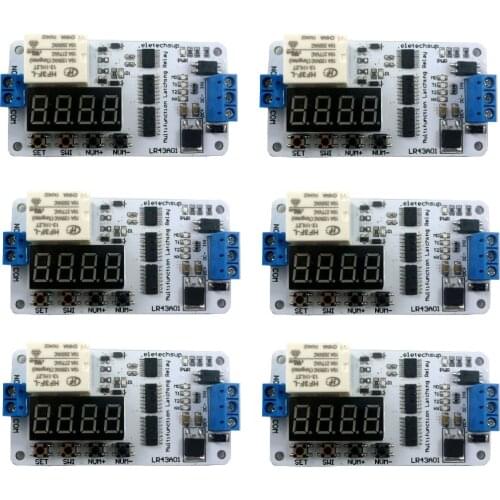 6pcs LR43A01 DC 12V 10A Magnetic Latching(keep) Impulse Relay 18 functions Delay Time Switch Module for UPS Battery-powered sys