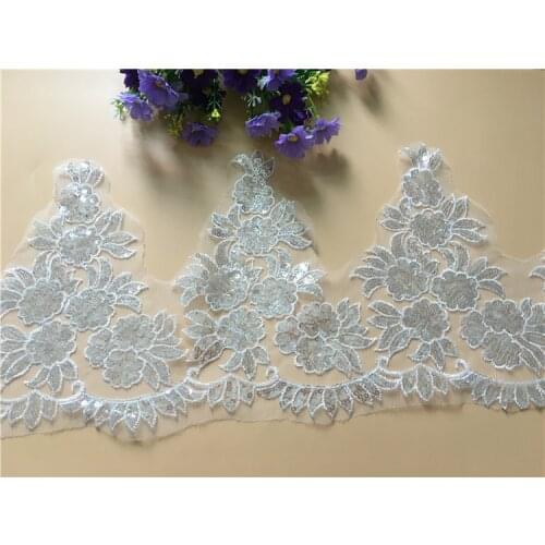 9Yards Floral Glitter Lace Trim Wedding Dress Sequins Lace Applique Guipure Sequins Lace Trim Accessories Flower Craft