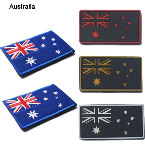 Australia Flag Patch Embroidery/PVC Military Army Badge Hook & Loop Embroidered/Rubber Decorative Embroidered Appliques