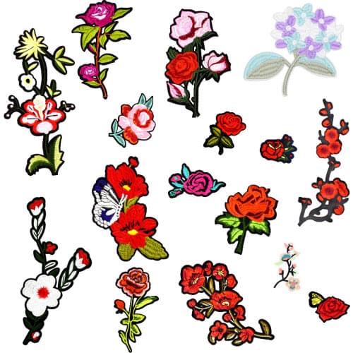 Flower Mix Fashion Patches for Girl Clothing Iron Transfer Plant Patch Applique for Jacket Clothes DIY Sew Embroidery Patch 1PCS