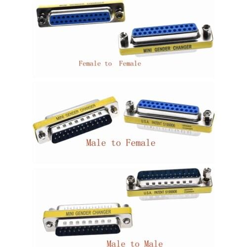 DB25 D-Sub 25pin Connectors Mini Gender Changer Adapter RS232 Serial Connector