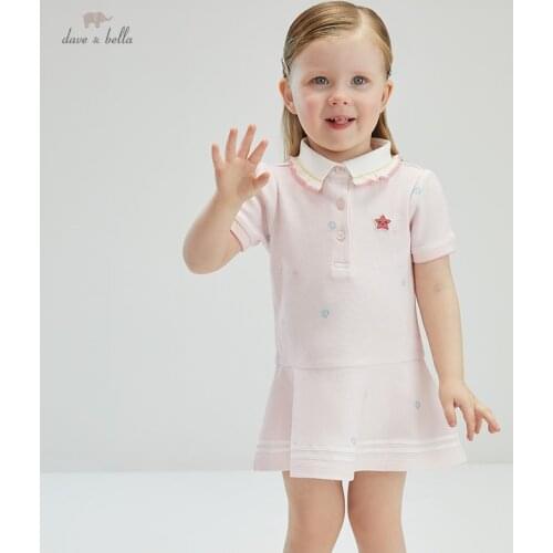 DBM18124 dave bella summer baby girls cute cartoon striped dress children fashion party dress kids infant lolita clothes