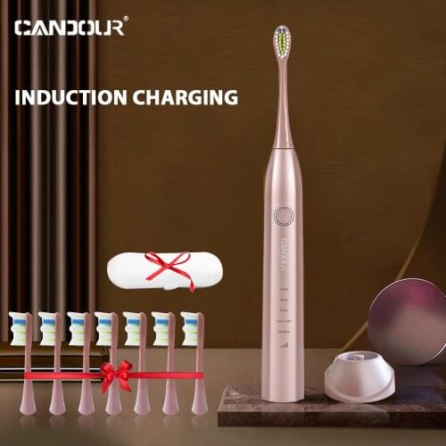 CANDOUR CD-5168 Sonic Electric Toothbrush Rechargeable Toothbrush IPX8 Waterproof 15 Mode USB Charger Replacement Heads Set