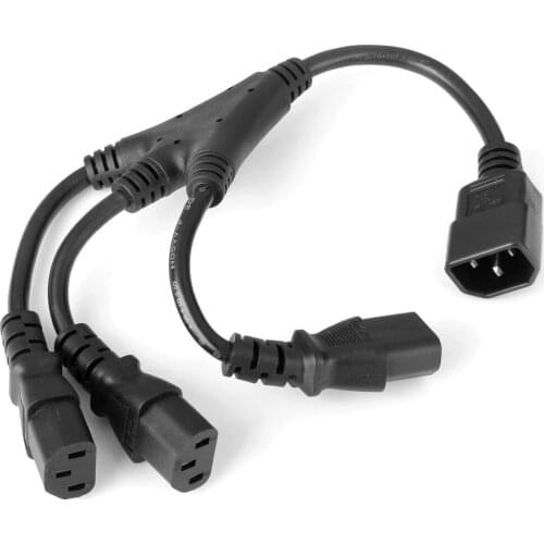 IEC C14 Male to 3 Three C13 Female Y Type Splitter Extension Cable 20cm