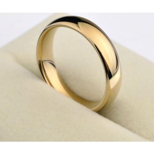 Classic 1PCS Gold Color Alliance Couples Tungsten Wedding Band Engagement Rings for Men Women 3.5/5mm Width Comfort Fit 4-12