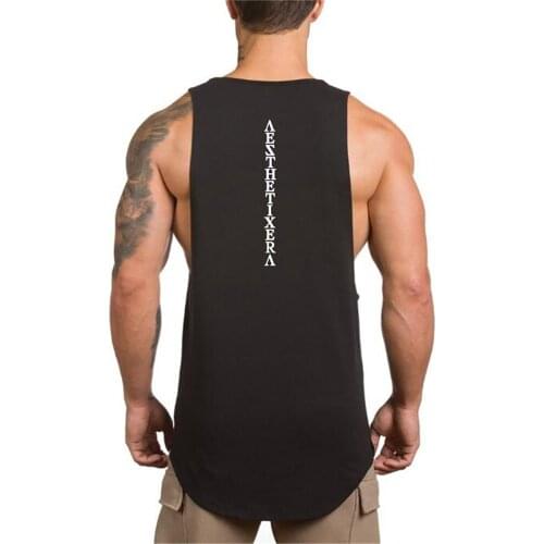 New Brand Mens Tank Top Fashion Workout Vest Cotton Gym Clothing Bodybuilding Musculation Fitness Singlet Sleeveless Sport Shirt