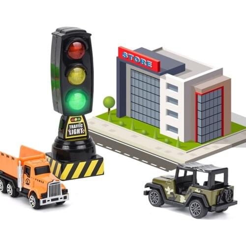 Mini Traffic Signs Road Light Block with Sound LED Children Safety Education Kids Puzzle Traffic Light Toys Boys Girls Gifts