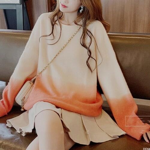 Fashion Gradient Knitted Sweater Women Oversized Pullovers Winter Korean Loose Sweaters Streetwear Knitwear Jumper Sueter Mujer