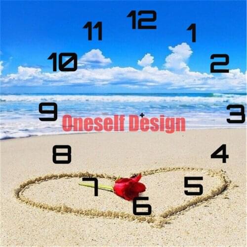 New style beach heart 5d diamond painting clock 5d diamond embroidery full set clock diy frame decoration home diamond mosaic