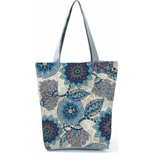 2021 New Fashion Tote Geometry Floral Print Handbags for Women High Quality All-Match Beach Bag Eco Friendly Portable Women Bags