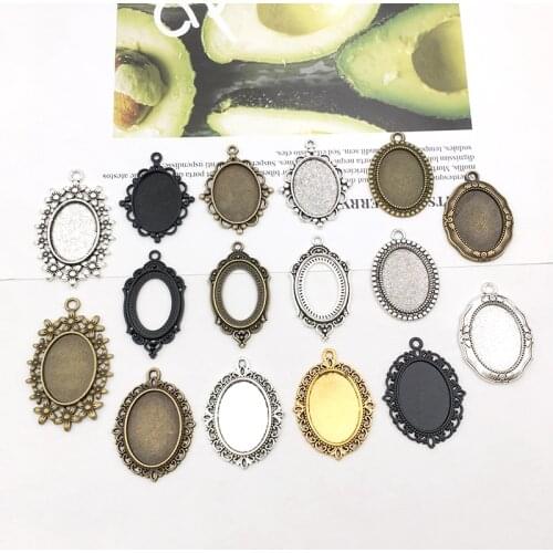 10Pcs Oval Charms Pendants Base Inner 18mm x 25mm DIY Jewelry Making Alloy Findings Accessory For Necklaces Earrings