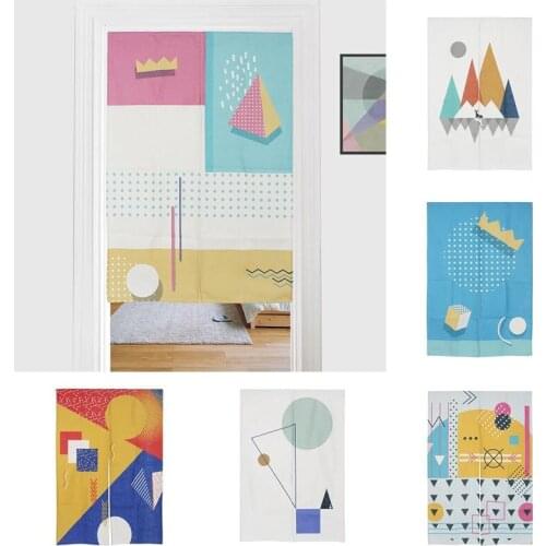 Simple Geometry Cloth Door Curtain Bedroom Decoration Toilet Blackout Curtain Kitchen Partition Curtain Without Punching