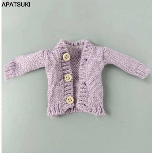 Purple Knitted Coat For Barbie Doll Clothes Winter Warm Sweater Outfits Tops 1/6 BJD Dollhouse Accessories Baby Kid DIY Toys