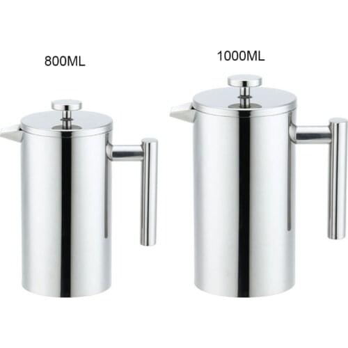 R2JC Stainless Steel French Press Coffee Maker Double Wall Insulated Coffee and Tea Brewer Pot and Maker Keeps Coffee Tea Hot