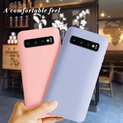 Silicone case For Samsung Galaxy S10 S 10 Plus Phone Case Candy Color Soft Back Cover For Samsung S10 S10Plus S10E Shell Funda