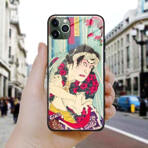 Japanese style Hanaosho Shinkichi Silicone Glass Phone Case Cover Shell For iPhone SE 6 6s 7 8 Plus X XR XS 11 12 Mini Pro Max