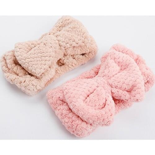 Girls Super Soft Caroset Cosmetic Bowtie Comfort to Makeup Wash face Spa Yoga Shower Facial Hair Band Headbands HB012