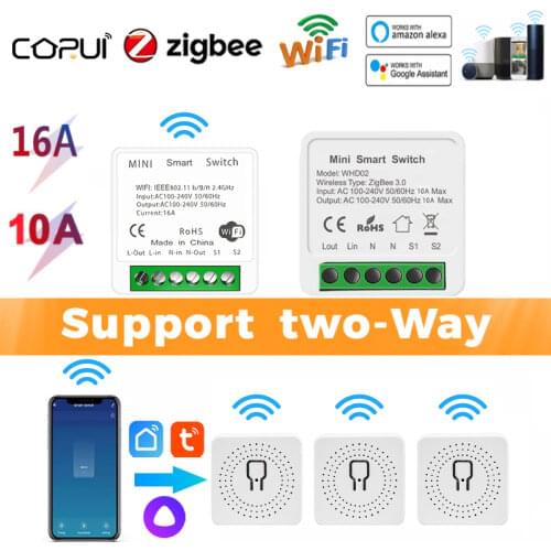 Tuya ZigBee Smart 16A 10A Switch Breaker Module Supports 2 Way APP Voice Relay Timer Google Home Alexa 110V 220V Smart Life APP