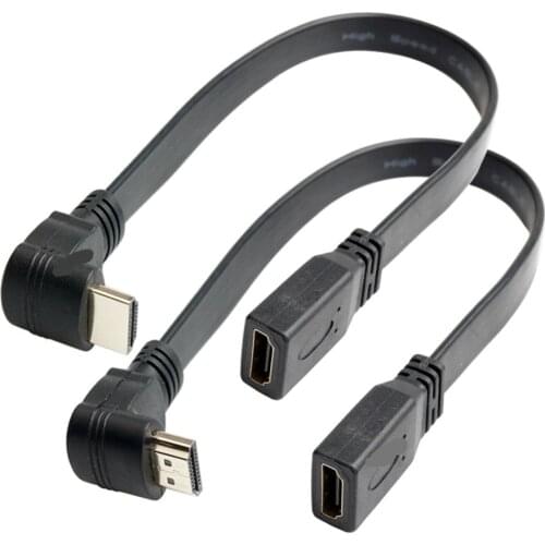 V1.4 90 Degree Up Angle & Down Angled HDMI-compatible Type A Male Flat Short Cable Extension Cables 30cm