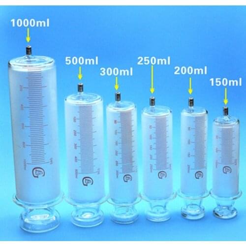 150ml/200ml/250ml/300ml/500ml/1000ml All Glass Syringes Large sausage device Glass sample extractor Glass Injector large caliber