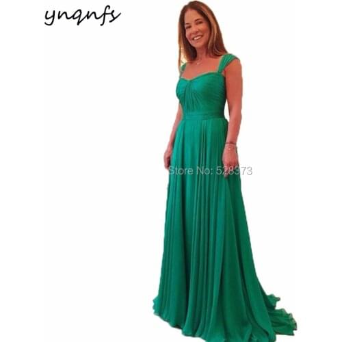 YNQNFS M55 Elegant Chiffon 2019 Emerald Green Mother of the Bride Dresses Plus Size Vestido Formal Dress Groom Mother Gown