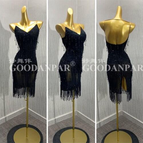 Lady latin dress for women costume sexy turquoise latin wear for competition라틴댄스복 юбка латинаラテンドレスBlack GOODANPAR