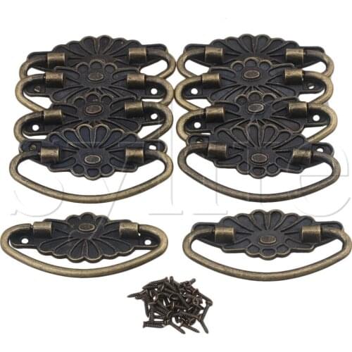 10x Antique Bronze Chrysanthemum Design Drawer Box Ring Pull Handle