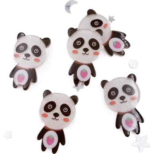 20PCS Colorful Lovely Glitter Panda Flatback Acrylic Sheet Miniature Pattern Applique DIY Scrapbook Decor Craft Supplies SJ117