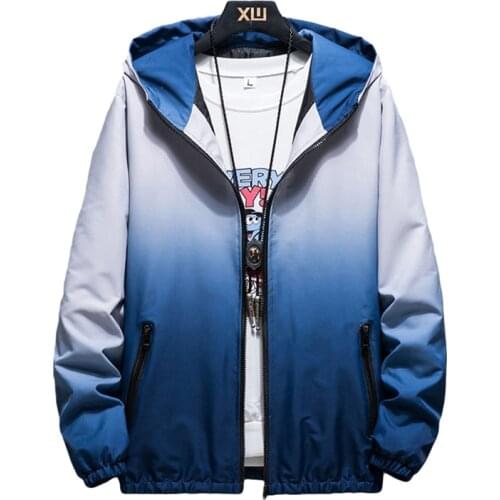 2020 Autumn Causal Basic Jacket Women Windbreaker Coat Print Gradient Zipper Lightweight Women Hooded Jackets Coat veste femmen