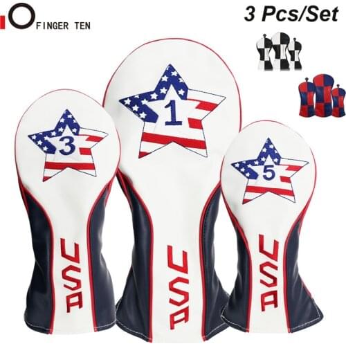 3 Pcs/Set Synthetic Leather Golf Club Head Covers Woods No.1 3 5 Driver Fairway Rescue Club Cover Drop Shpping