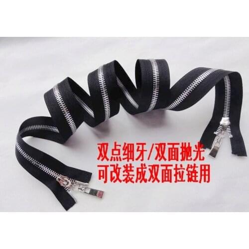 5# polished metal zipper black 100cm 2pcs/lot double zipper heads zipper for diy bags,garment accessories