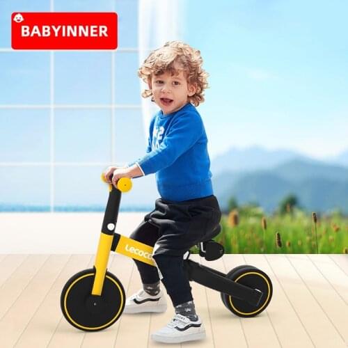 Babyinner Child Balance Bike 4-in-1 Children Tricycle Foldable Kids Walker Strollers Portable Toddler Three Wheel Bikes 1-6 Year