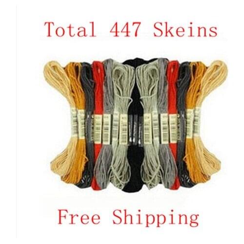 Free Shipping 1 Lot= 447Skeins Cross Stitch Embroidery Thread Wire Cotton Knitted Wire