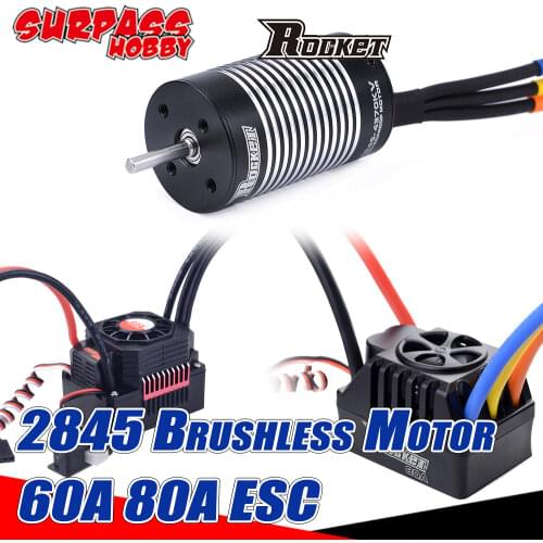 Surpass Hobby Rocket 2845 Brushless Motor Waterproof 45A 60A 80A ESC for 1/12 1/10 RC Car 390 Brush WLtoys 10428 12428 HG P601