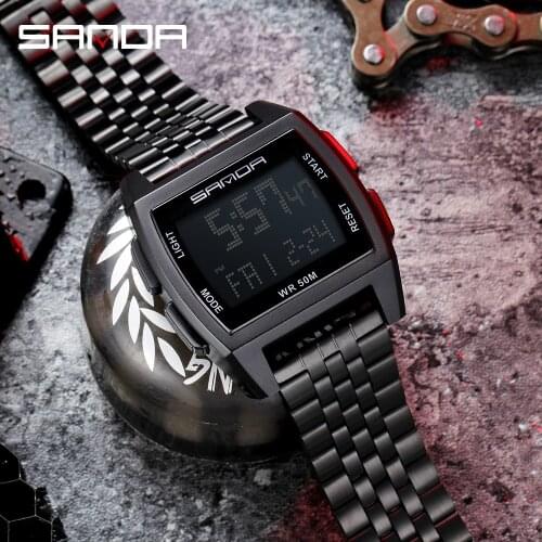 SANDA Military Sports Watches Electronic Mens Watches Top Brand Luxury Male Clock Waterproof LED Digital Watch Relogio Masculino