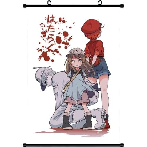 Coscase Anime Cells at Work! Hataraku Saibou Erythrocyte Platelet White Blood Home Decor Wall Scroll Poster Decorative Picture