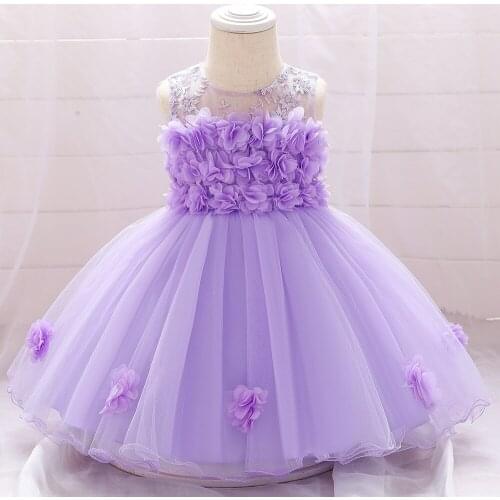 Baby Girl Frist Birthday Baptism Dresses Kids Lace Flower Dress for Little Girls Party Wedding Toddler Infant Christmas Clothing