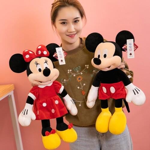 Disney Original Plush Toys Mickey Mouse And Red Minnie Animal Stuffed Soft Dolls Birthday Christmas Gift for Kids
