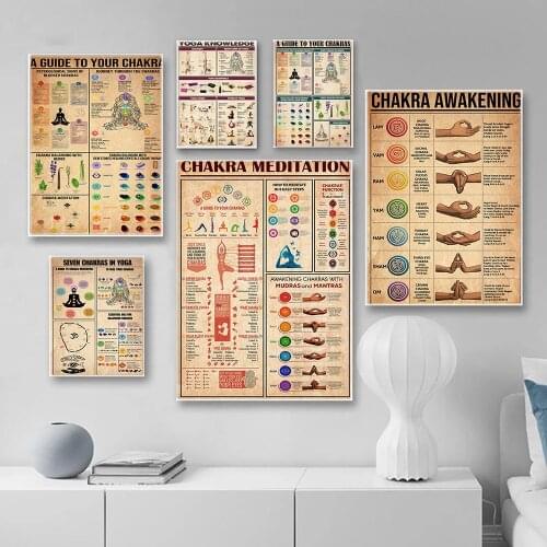 Home Exercise Gym Yoga Chakra Meditation Pose Health Poster Wall Art Canvas Painting Yoga Print Gift Living Room Home Wall Decor