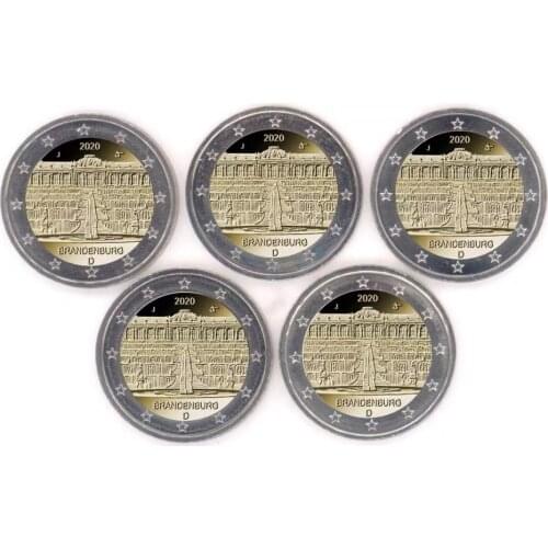 Germany 2020 Euro 2 in Brandenburg Full Set Original True Real Genuine Coin European Collectible Gift Unc