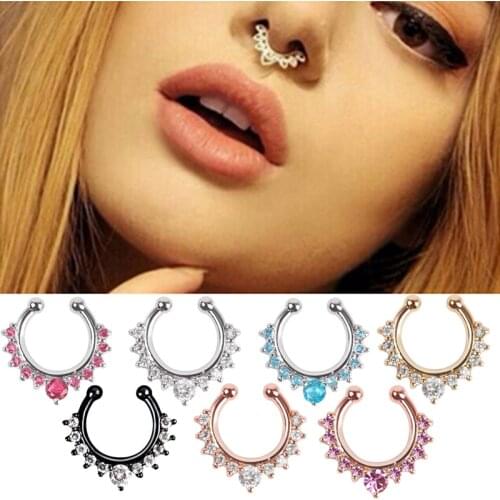 1PC 10mm Steampunk Fake Septum Piercing Nose Ring Hoop Nose For Girl Men Faux Body Clip Rings non Body Jewelry Non-Pierced