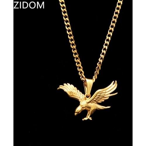 Hot sale Gold Color Stainless Steel Men Hip hop eagle shape pendant necklaces fashion necklace male jewelry gifts